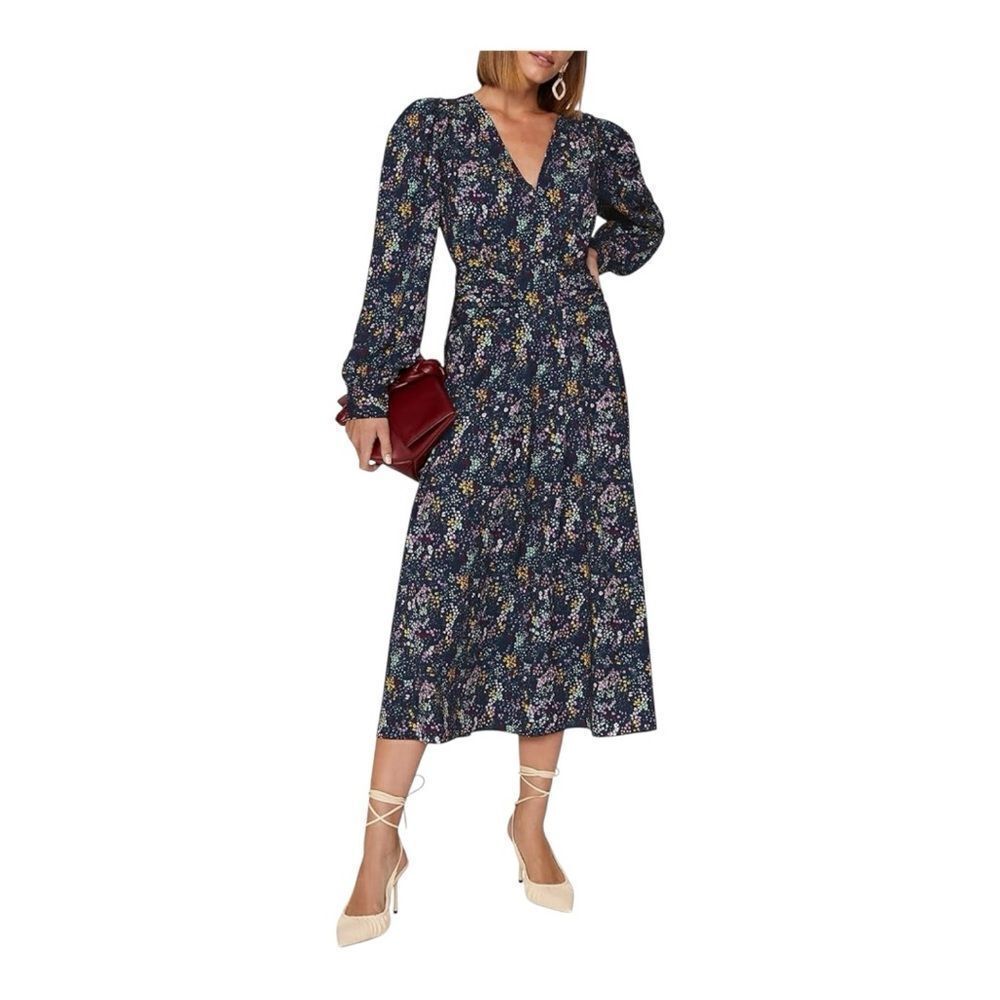 Derek Lam Collective RTR‎ Design Collective Blue Floral Midi Dress Size 16